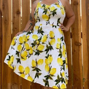 Lemon halter dress rockabilly pinup xl
